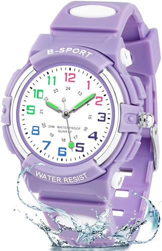 CKV Kids Watch for Boys Girls Ages 5-12, Waterproof Time Teacher Easy to Read Analog Sport Outdoor Children Watches with Soft Band for Kids