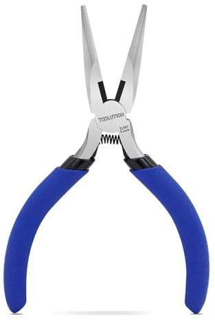 TOOLUTION 5 Inch Needle Nose Pliers, Jewelry Pliers Tool with Wire Cutter, Small Pliers Spring Loaded for Jewelry Making, DIY Crafts, Electronics Repair, Precision Work | Mini Precision Pliers with Wire Cutter, Spring Loaded for Jewelry Making, DIY Crafts, Electronics Repair, Precision Work