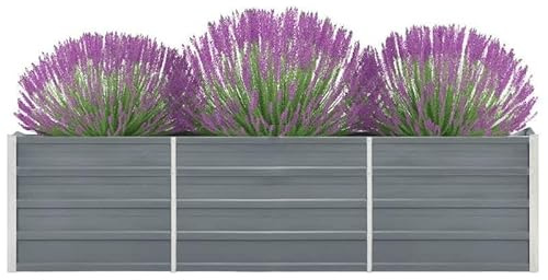 Trädgårdsbädd av galvaniserat stål 240 x 40 x 45 cm – grå, hållbar och väderbeständig för grönsaker, örter och blommor, perfekt för trädgård och balkong