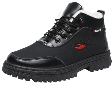 Generisch Winter Shoes Men's Waterproof Snow Boots Warm Lined Winter Boots Hiking Boots Soft Sole Bootie Fashion Winter Boots Non-Slip Ankle Boots Comfortable Lace-Up Shoes Thermal Boots, black, 7 UK