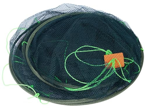 Veemoon Filet de Pêche Pliable 80 Cm en Nylon Résistant à l'usure, Piège Portable pour Crabes, Crevettes et Poissons, Filet Léger et Compact pour Étang, Pêche en Mer et Port