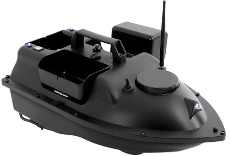 ACLICE Futterboot mit GPS 500m Reichweite, 3 Fächer Köderboot RC Boot mit LED Nachtlicht, 2kg Tragfähigkeit, ABS Angelköderboot Ferngesteuert für Angeln, Schwarz