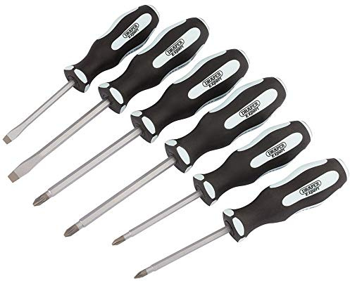 Draper 63590 Pound Thru Plain Slot Soft Grip Screwdriver Set, 6 Piece