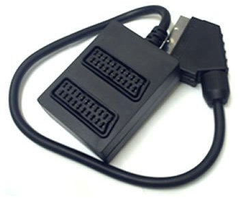 SCART Plug Male to 2 SCART Socket Female Adaptor Box