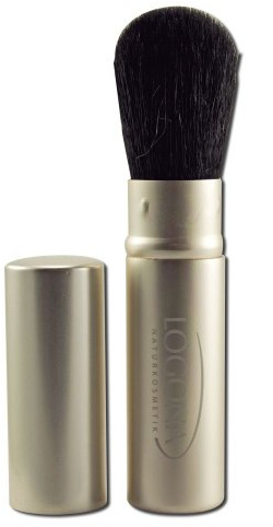 LOGONA Naturkosmetik Travel Powder Brush, Reise-Puderpinsel, aus feinstem Ziegenhaar, perfekt zum Auftragen von Puder, besonders sanft zur Haut, Ideal auf Reisen, 1 Stück
