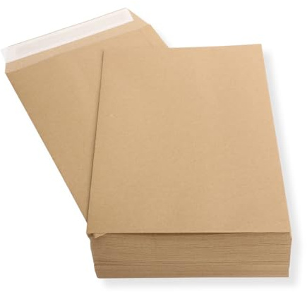 100 St. Versandtaschen extra stark 120 gr. DIN A4 C4 braun ohne Fenster Kuvert Haftklebend Briefumschläge HK
