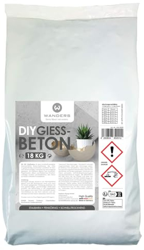 Wanders24 Bastelbeton zum Gießen - 18 kg - Beton für Kreative - Bastel Beton - Beton Deko - Beton wetterfest - Made in Germany