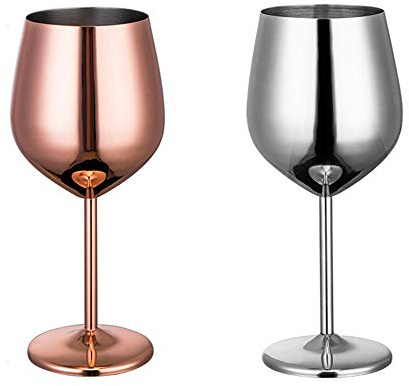 Fellibay Weingläser 2er Set Edelstahl Sektbecher