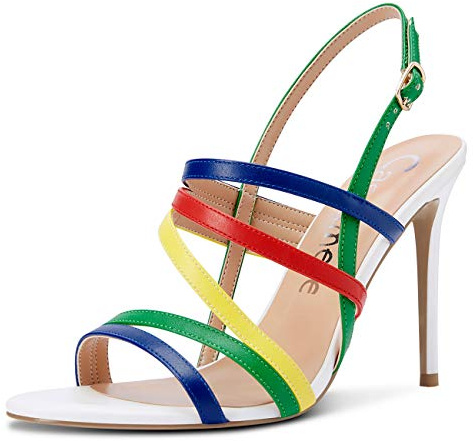 Castamere Zapatos de Tacón Mujer Tira de Tobillo Punta Abierta Sandalias Romanas Tacón de Aguja 10CM High Heels Pumps
