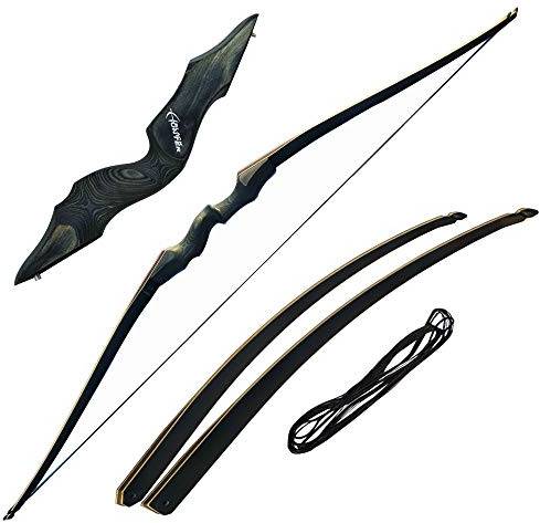 Bogenschießen 60 Zoll Takedown Langbogen und Pfeil Set 25-60lbs Jagdbogen Handgemachtes Langbogen-Kit für Erwachsene Jugendanfänger Schießzielübung Rechte oder Linke Hand (beuge rechte Hand, 50lbs)
