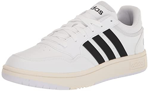 Adidas Men's Hoops 3.0 Basketball Shoe, White/Core Black/Chalk White, 10