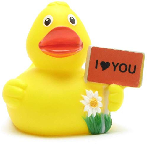 Duckshop I Love You Badeente I Quietscheente I L: 8 cm