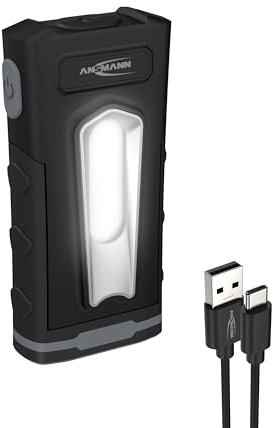 ANSMANN Lampe de travail WL500R (1 pce) – Lampe de poche d'une puissance d'éclairage de 500 lm pour une distance de 30 m max. – Lampe d'inspection idéale pour le garage, l'atelier, etc.