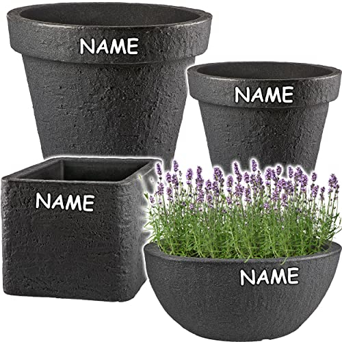 alles-meine.de GmbH 4 TLG. Set: Beton Optik - große XXXL - Blumenkübel/Pflanzkübel - Ø 40-60 cm - inkl. Name - schwarz/anthrazit - rund - Gross - Kunststoff - Design Kunsts..