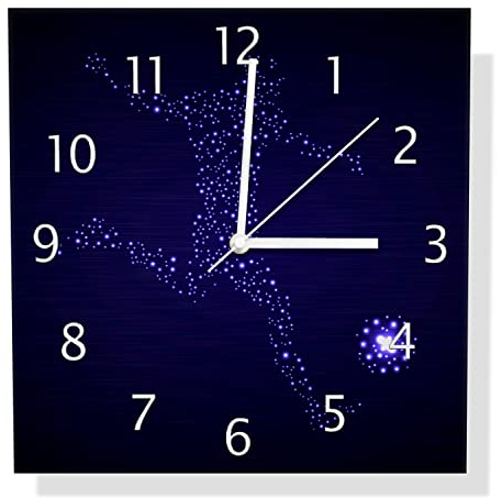 Wallario Design Wanduhr Fußball - EIN Spieler aus tausend Sternen in blau aus Aluverbund, Alu-Uhr Größe 30 x 30 cm, weiße Zeiger mit Metalloptik