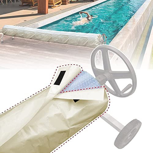 Solar Blanket Cover for Pool Cover Reel, Solar Cover Protective Cover, Swimming Pool Solar Reel Protective Cover for Above Ground and Inground Pool, Solar Cover Winter Cover,Beige,550x126 cm