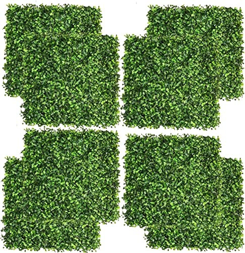 SlenyuBridal Kunstrasen-Wandpaneele, 25,4 x 25,4 cm, Buchsbaum, Sichtschutz, künstliche grüne Wandpflanzen für Innenwand, Hintergrundwand, Gartenwand und Innen- und Außenbereich, grüne Wanddekoration