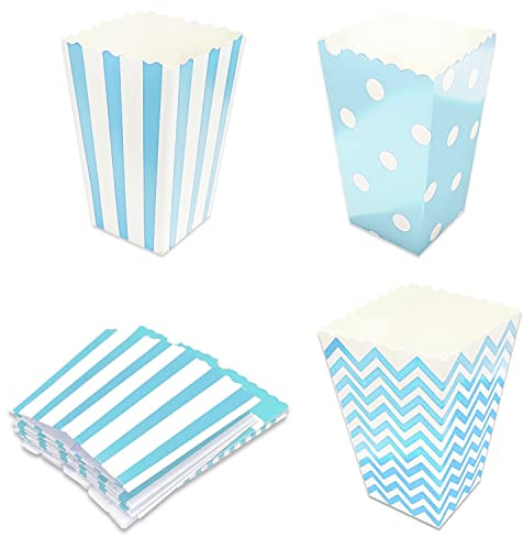 24er-Pack Popcorn-Tabletts, Popcorn-Taschen, gestreifte Popcorn-Eimer, Ripple-Süßigkeitsboxen, Polka Dot-Partyboxen für Filmabende und Urlaubspartys.
