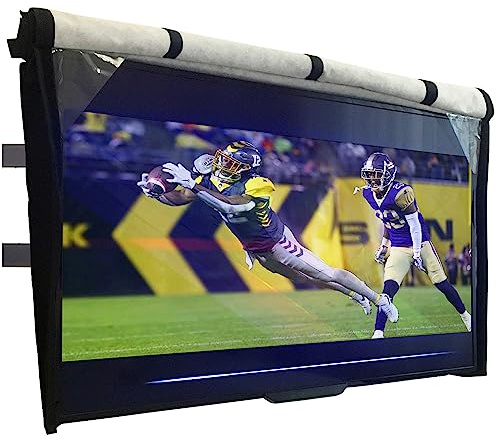 Outdoor TV Cover 86-90 inch - WITH FRONT FLAP - Weatherproof, Waterproof protection, Soft Interior, With Bottom cover - Black