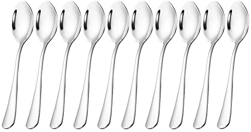 Spoon Dinner Spoon Stainless Steel Table Spoon Cutlery Dessert Spoon Set Tea Spoon Cutlery Starter Spoon Mirror Polished Table Spoon Coffee Spoon with Round Edge Rise Spoon Dining Spoon (Pack of 4)