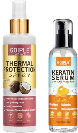 Heat Protectant Spray for Hair Heat Protectant Product-Keratin Protein Hair Serum Anti Frizz Control Repair Hair-Coconut Hair Heat Protection Spray Keratin Hair Treatment Thermal Protector (2PCS)