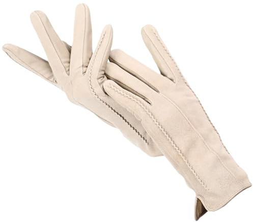 HEAITHpool Touch Handschuhe Farbe Winter Damen Lederhandschuhe Wildleder Damenhandschuhe Beige XXL