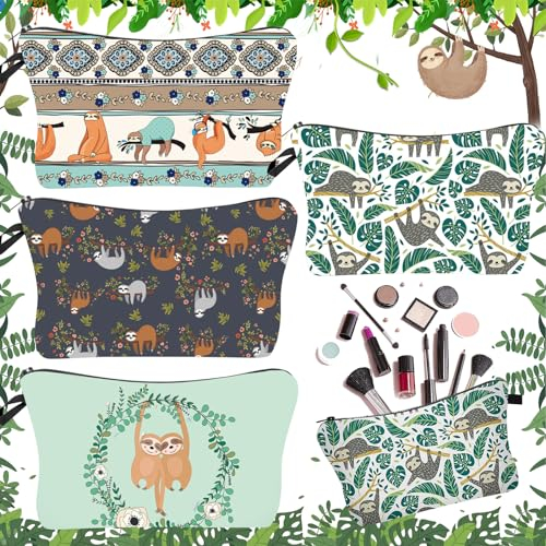 truee 4 Stück Canvas Kosmetiktasche, Tragbare Bedruckte Make up Tasche, Multifunktionale Schminktasche, Reise Kosmetiktasche aus Segeltuch, Schminktasche Klein, Für Reisen, Urlaub Und Alltag(22x18cm)
