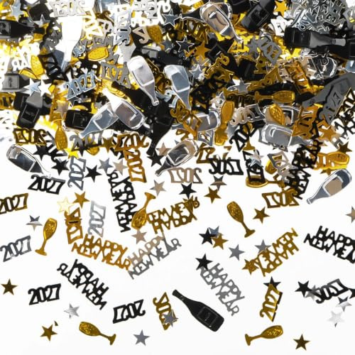 Konfetti 2027 Silvester Deko,1000 Stück Konfetti Tischdeko HAPPY NEW YEAR | Streudeko Party Deko Gold Schwarz Glitzer Neujahr Deko Confetti Dekoration für Neujahr Karneval Party