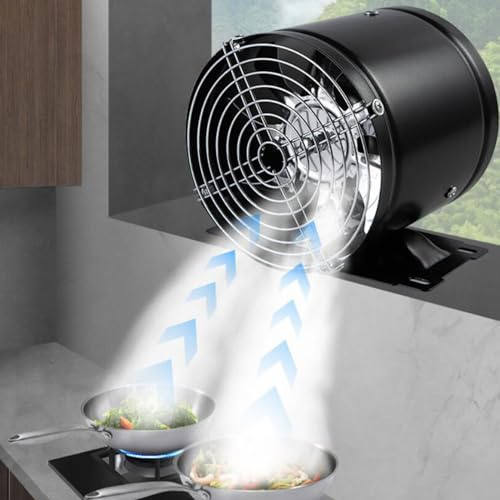 BETAM Extractor Cocina,Ventilador Extractor De Aire Bidireccional,Todo El Metal Extractor Baño Silencioso,para Baños, Garaje,Aulas,Cibercafés Rejillas Dextractor,No Requiere Instalación,7 Inch