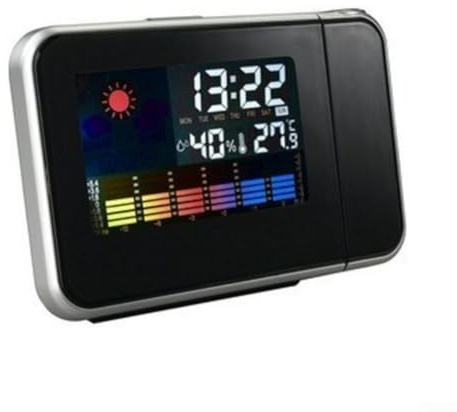 Projektionswecker, Digital-Uhr-Projektor an der Decke mit Temperatur- und Feuchtigkeitsanzeige, LCD-Display, Datums- und Uhrzeit, für Zuhause, Büro, Schlafzimmer (schwarz)