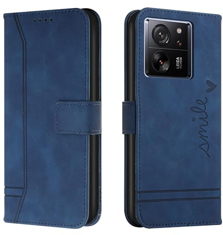 Trugox Handyhülle für Xiaomi Mi 13T / Xiaomi 13T Pro 5G Hülle Klappbar Klapphülle mit Kartenfach Handytasche Handy Schutzhülle Tasche Leder Wallet Flip Case Slim Book Cover - Blau