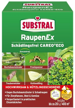 Substral RaupenEX Schädlingsfrei CAREO ECO - Biologisches Insektizid, 8x2,5 g - gegen Buchsbaumzünsler und Schmetterlingsraupen