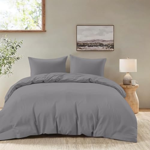 Dreamzie Påslakanset 155x220 cm med 2 örngott 50x70 cm - Antracit - 155x220 Bäddset i 100% mikrofiber - 3 delar - Certifierad kemikaliefri (Oeko-Tex) | Sängkläder 90 x 200 - 3 delar - antracit enfärgad - 100 % mikrofiber - dragkedja · OEKO-TEX - skrynkelfritt sänglinne