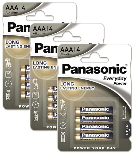 PANASONIC Lot de 3 Blisters de 4 Piles Alcaline Everyday Power Silver LR03 AAA - 1,5V