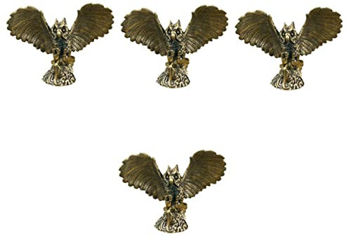 4 Stück Desktop-Ornamente, Eulen-Bildhauer, Eulen-Ornament, Kupfer-Eulenstatue, goldene Eulenfigur, Tisch-Tierstatuen, Vogel-Mini-Tierfigur, Eule, Tee, Haustier, Auto, Büro, Briefbeschwerer aus