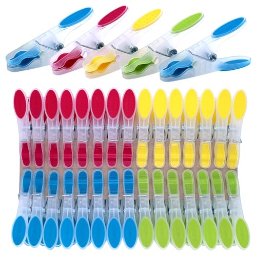TETEWEVER 30 Stück Wäscheklammern Ohne Abdruck Kunststoff Wäscheklammer | Wäscheklammer Wetterfest Wäscheklammern Bunt Softgrip Kluppen für Wäscheleine, Handtuch, Kleidung, Socken