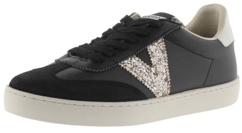 victoria Basket Berlín Ciclista Efecto Piel Bombeada & Logotipo Glitter & Puntera Serraje 1126198 para Mujer Negro 38