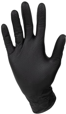 Cofan Confezione da 100 guanti in nitrile con texture diamantata | Taglia: S, M, L, XL | Colore: nero | Uso: fabbriche, industrie, agricoltura, ecc. (nero, taglia XL)