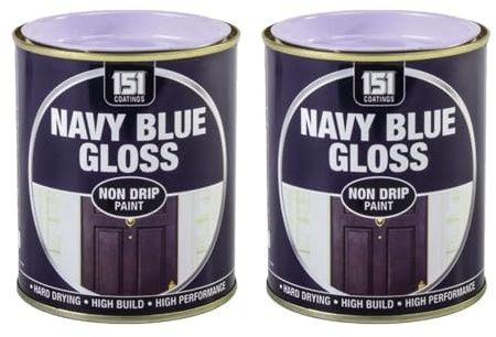 SDMAX Navy Blue Gloss Non-Drip Paint, Hard Drying, Non-Cracking, Vibrant Colour, Durable And Long Lasting Performance, Easy To Use, Interior And Exterior Use, 300ml (2pcs)