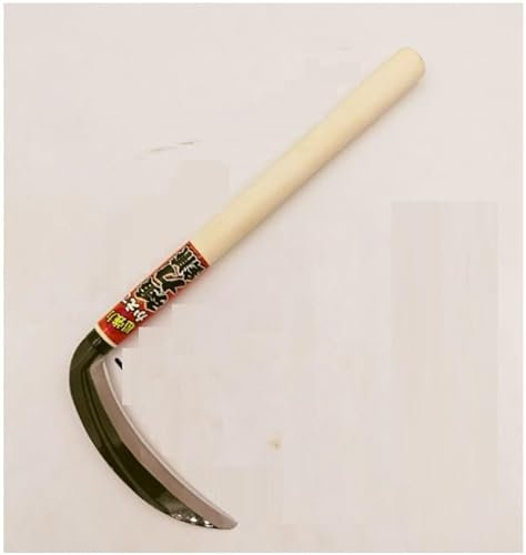 LI JIN Mezzaluna falce 180 mm, acciaio al carbonio, lunghezza totale 33 cm, lunghezza lama 18 cm, peso 100 g, ideale per giardinaggio e taglio erbacce n. 2318