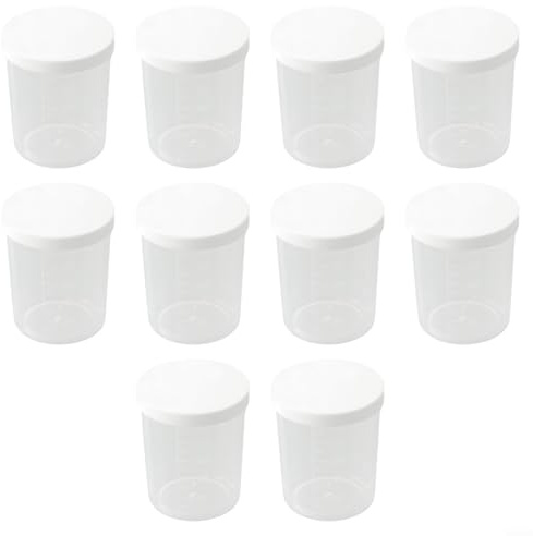 Transparent Plastic Measuring Cups Set With Lids - 10 Piece Graduated Kitchen Tools For Liquid And Sample Measurement (30ml, 50Ml, 100Ml)(100ml)