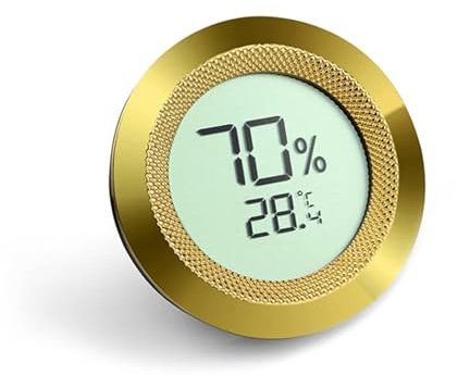 Igrometro Termometro Digitale, Igrometro Digitale Termometro Regolabile, Umidità Calibrabile, Diametro 50 mm Rotondo in Lega di Zinco, Misuratore di Umidità per Humidor Sigari/Serra/Cantina