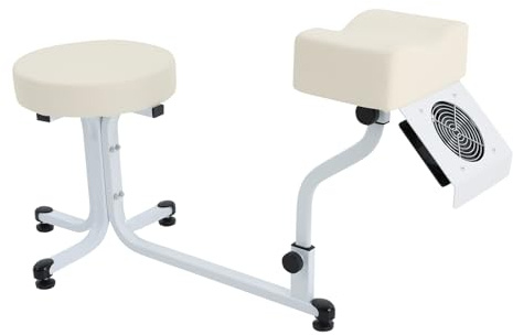 Pediküre Hocker Maniküre Fußpflege Stuhl Fußpflegestuhl mit Fußstütze und Nagelstaubsauger für Nagel Salon Spa, Weiß