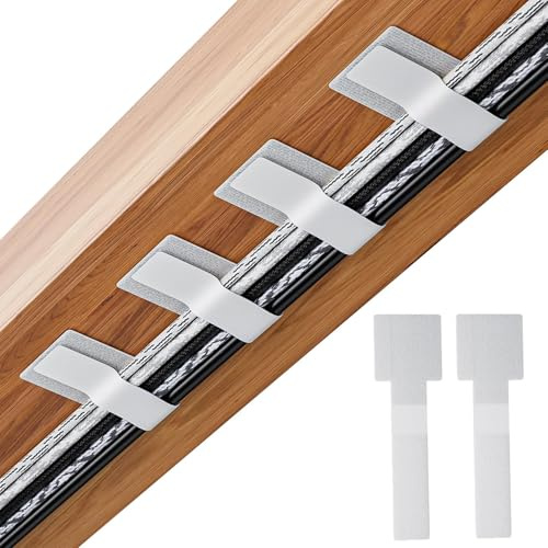 Yeomju Organisateur de câbles Bande 40 pièces, Attaches de câbles réutilisables avec forte fixation adhésive, Réglables pour l'électronique, la maison et le bureau (Blanc)