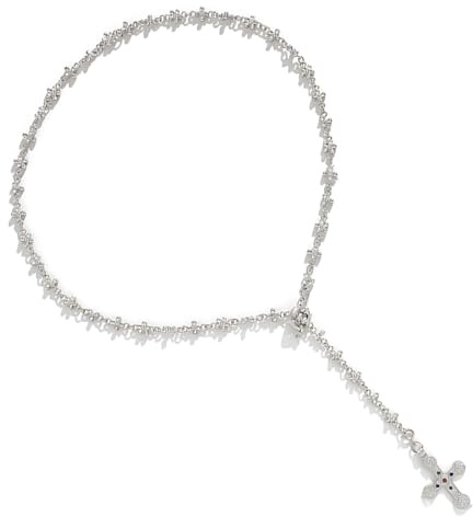 HABNI 1 Stück Kreuz Kette Silber, Goth Strass Kreuz Anhänger Choker Halskette für Frauen Männer Einfache Verstellbare Lange Kette Christian Pray Schmuck Mädchen Geschenke