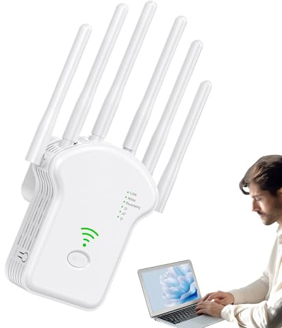 Amplificador De Señal WiFi Extensor De Internet De Cobertura Amplia | Amplificador WiFi Portátil Con 1200Mbps Doble Banda Para Exteriores, Oficina, Autocaravana Y Sótano