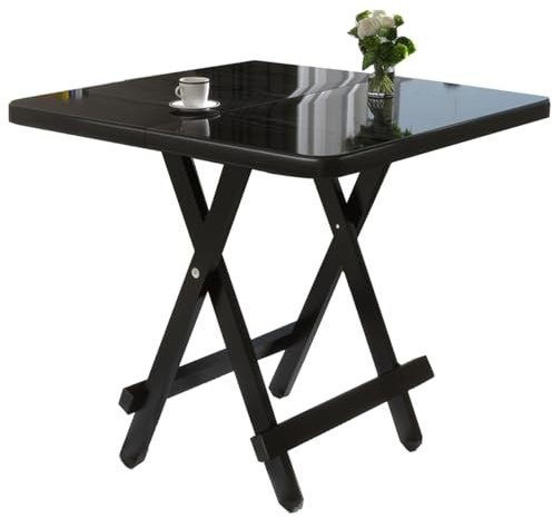 Tavolo pieghevole portatile in legno – design quadrato compatto da 80 cm, per casa, ufficio, sala da pranzo, campeggio e picnic, 2-6 posti a sedere, ideale per cortili e uso esterno