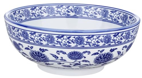 TOYANDONA Ciotola in Ceramica Stile Cinese Blu e Bianca Design Retrò per Zuppe e Minestre Porcellana Decorata per Uso Domestico e Ristoranti