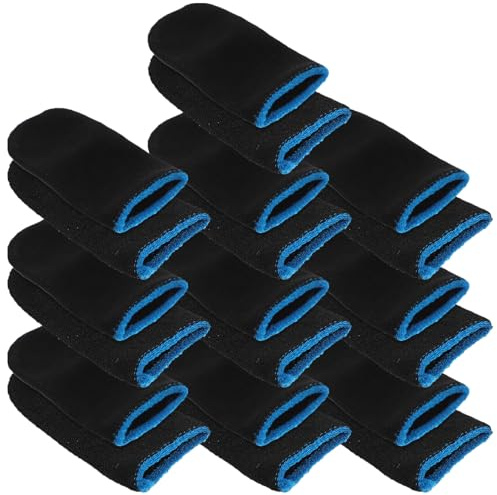 Zerodeko Fundas para Dedos de Juegos 10 Pares Antideslizantes y Resistentes al Sudor Compatibles Pantallas Táctiles Fibra de Carbono Negro y Azul Ligeras y Transpirables para Gaming