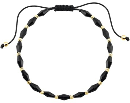 LAMUR 585 Gold Armband mit Perlen und diamantierten Kugeln – Elegantes Damen Armband aus Gelbgold mit Süßwasserperlen